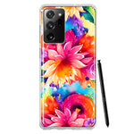 Samsung Galaxy Note 20 Ultra Watercolor Paint Summer Rainbow Flowers Bouquet Bloom Floral Hybrid Protective Phone Case Cover