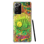 Samsung Galaxy Note 20 Ultra Love Softball Girls Glove Green Tie Dye Swirl Paint Hybrid Protective Phone Case Cover