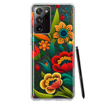 Samsung Galaxy Note 20 Ultra Colorful Red Orange Folk Style Floral Vibrant Spring Flowers Hybrid Protective Phone Case Cover