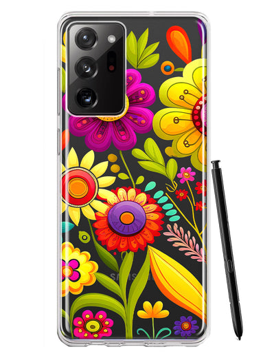 Samsung Galaxy Note 20 Ultra Colorful Yellow Pink Folk Style Floral Vibrant Spring Flowers Hybrid Protective Phone Case Cover
