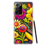 Samsung Galaxy Note 20 Ultra Colorful Yellow Pink Folk Style Floral Vibrant Spring Flowers Hybrid Protective Phone Case Cover