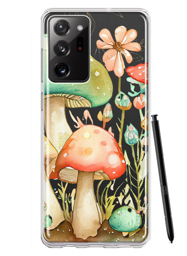 Samsung Galaxy Note 20 Ultra Fairytale Watercolor Mushrooms Pastel Spring Flowers Floral Hybrid Protective Phone Case Cover