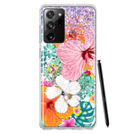 Samsung Galaxy Note 20 Ultra Hawaiian Vibes Hibiscus Flowers Monstera Vacation Summer Hybrid Protective Phone Case Cover