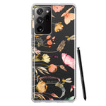 Samsung Galaxy Note 20 Ultra Peach Meadow Wildflowers Butterflies Bees Watercolor Floral Hybrid Protective Phone Case Cover