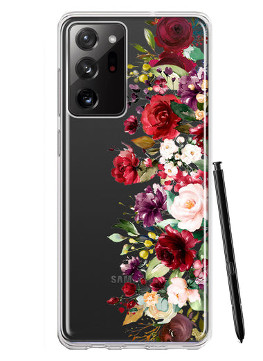 Samsung Galaxy Note 20 Ultra Red Summer Watercolor Floral Bouquets Ruby Flowers Hybrid Protective Phone Case Cover