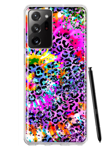 Samsung Galaxy Note 20 Ultra Vibrant Pink Purple Tie Dye Summer Leopard Swirl Rainbow Hybrid Protective Phone Case Cover