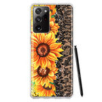 Samsung Galaxy Note 20 Ultra Yellow Summer Sunflowers Brown Leopard Honeycomb Hybrid Protective Phone Case Cover