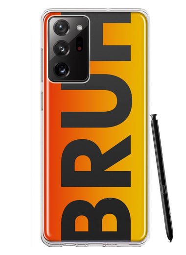 Samsung Galaxy Note 20 Ultra Orange Red Clear Funny Text Quote Bruh Hybrid Protective Phone Case Cover