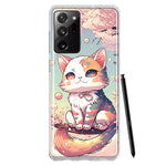Samsung Galaxy Note 20 Ultra Kawaii Manga Pink Cherry Blossom Cute Cat Hybrid Protective Phone Case Cover