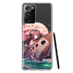 Samsung Galaxy Note 20 Ultra Kawaii Manga Pink Cherry Blossom Japanese Girl Boat Hybrid Protective Phone Case Cover