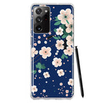 Samsung Galaxy Note 20 Ultra Kawaii Japanese Pink Cherry Blossom Navy Blue Hybrid Protective Phone Case Cover