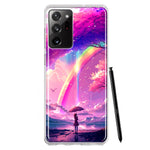 Samsung Galaxy Note 20 Ultra Kawaii Manga Pink Cherry Blossom Japanese Rainbow Girl Hybrid Protective Phone Case Cover