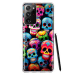 Samsung Galaxy Note 20 Ultra Halloween Spooky Colorful Day of the Dead Skulls Hybrid Protective Phone Case Cover