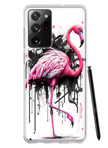 Samsung Galaxy Note 20 Ultra Pink Flamingo Painting Graffiti Hybrid Protective Phone Case Cover