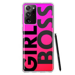 Samsung Galaxy Note 20 Ultra Pink Clear Funny Text Quote Girl Boss Hybrid Protective Phone Case Cover