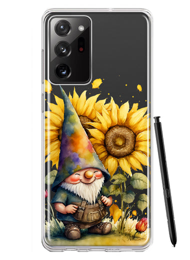 Samsung Galaxy Note 20 Ultra Cute Gnome Sunflowers Clear Hybrid Protective Phone Case Cover