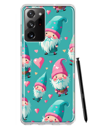 Samsung Galaxy Note 20 Ultra Turquoise Pink Hearts Gnomes Hybrid Protective Phone Case Cover