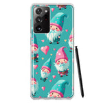 Samsung Galaxy Note 20 Ultra Turquoise Pink Hearts Gnomes Hybrid Protective Phone Case Cover