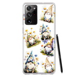 Samsung Galaxy Note 20 Ultra Cute White Blue Daisies Gnomes Hybrid Protective Phone Case Cover