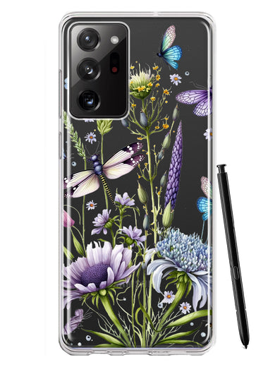 Samsung Galaxy Note 20 Ultra Lavender Dragonfly Butterflies Spring Flowers Hybrid Protective Phone Case Cover
