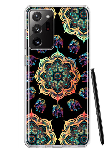 Samsung Galaxy Note 20 Ultra Mandala Geometry Abstract Elephant Pattern Hybrid Protective Phone Case Cover