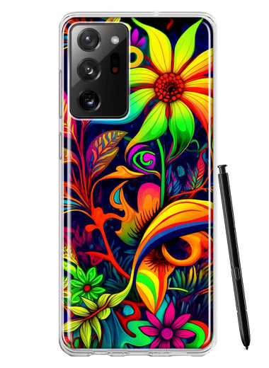 Samsung Galaxy Note 20 Ultra Neon Rainbow Psychedelic Trippy Hippie Daisy Flowers Hybrid Protective Phone Case Cover