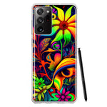 Samsung Galaxy Note 20 Ultra Neon Rainbow Psychedelic Trippy Hippie Daisy Flowers Hybrid Protective Phone Case Cover