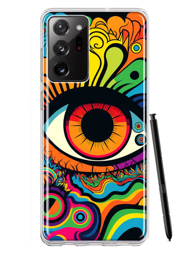 Samsung Galaxy Note 20 Ultra Neon Rainbow Psychedelic Trippy Hippie Multiple Eyes Hybrid Protective Phone Case Cover