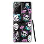 Samsung Galaxy Note 20 Ultra Roses Halloween Spooky Horror Characters Spider Web Hybrid Protective Phone Case Cover