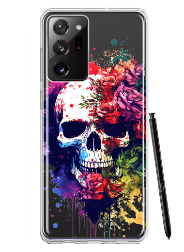 Samsung Galaxy Note 20 Ultra Fantasy Skull Red Purple Roses Hybrid Protective Phone Case Cover