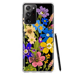 Samsung Galaxy Note 20 Ultra Blue Yellow Vintage Spring Wild Flowers Floral Hybrid Protective Phone Case Cover