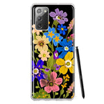 Samsung Galaxy Note 20 Blue Yellow Vintage Spring Wild Flowers Floral Hybrid Protective Phone Case Cover