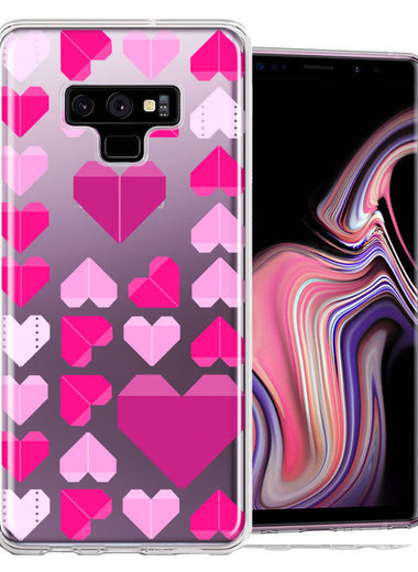 Samsung Galaxy Note 9 Pink Purple Origami Valentine's Day Polkadot Hearts Design Double Layer Phone Case Cover