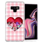 Samsung Galaxy Note 9 Valentine's Day Garden Gnomes Heart Love Pink Plaid Double Layer Phone Case Cover