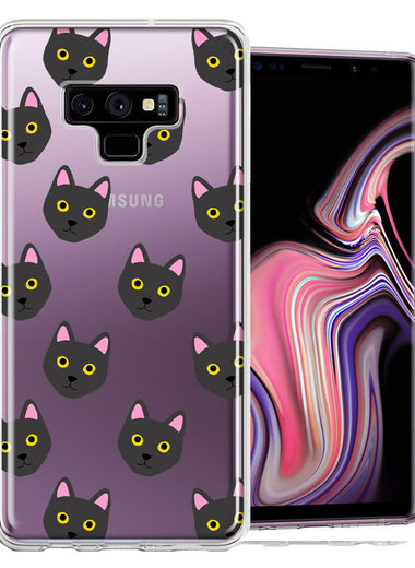 Samsung Galaxy Note 9 Black Cat Polkadots Design Double Layer Phone Case Cover