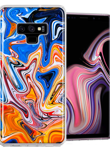 Samsung Galaxy Note 9 Blue Orange Abstract Design Double Layer Phone Case Cover
