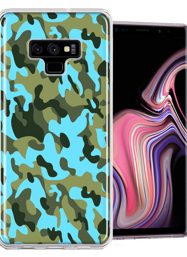 Samsung Galaxy Note 9 Blue Green Camo Design Double Layer Phone Case Cover