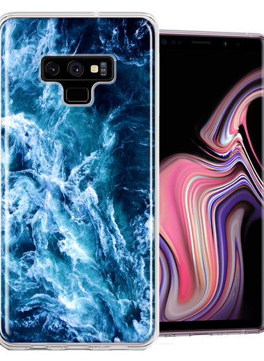 Samsung Galaxy Note 9 Deep Blue Ocean Waves Design Double Layer Phone Case Cover