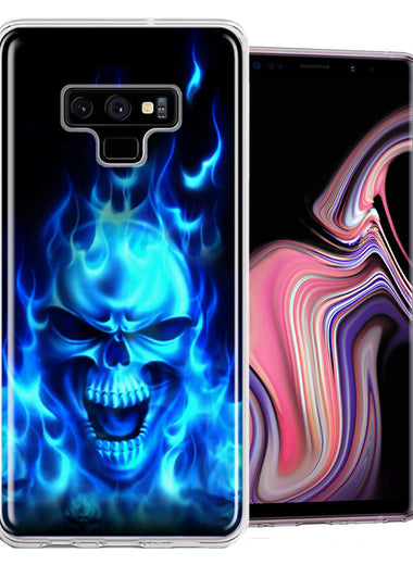 Samsung Galaxy Note 9 Flaming Skull Design Double Layer Phone Case Cover