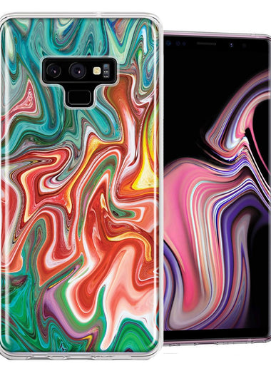 Samsung Galaxy Note 9 Green Pink Abstract Design Double Layer Phone Case Cover