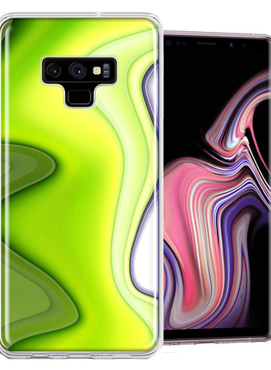 Samsung Galaxy Note 9 Green White Abstract Design Double Layer Phone Case Cover