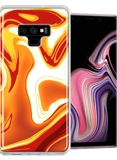 Samsung Galaxy Note 9 Orange White Abstract Design Double Layer Phone Case Cover