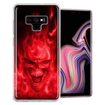 Samsung Galaxy Note 9 Red Flaming Skull Design Double Layer Phone Case Cover