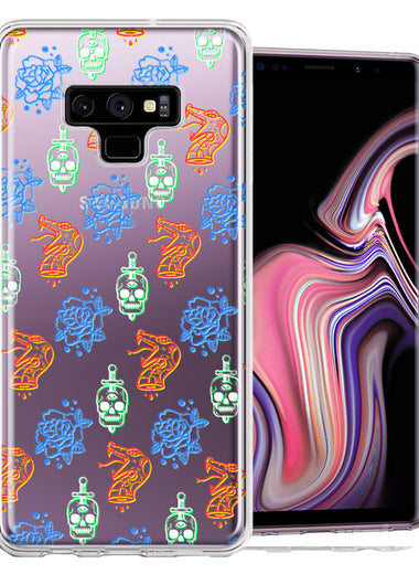 Samsung Galaxy Note 9 Snakes Skulls Roses Design Double Layer Phone Case Cover