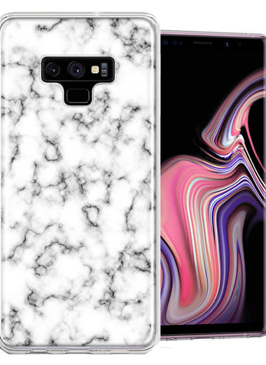Samsung Galaxy Note 9 White Grey Marble Design Double Layer Phone Case Cover