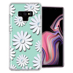 Samsung Galaxy Note 9 White Teal Daisies Design Double Layer Phone Case Cover
