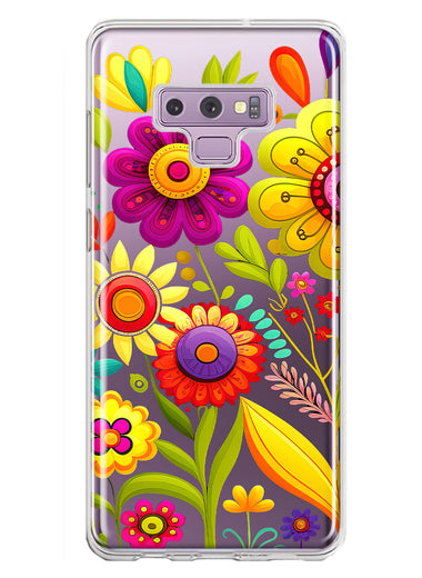 Samsung Galaxy Note 9 Colorful Yellow Pink Folk Style Floral Vibrant Spring Flowers Hybrid Protective Phone Case Cover
