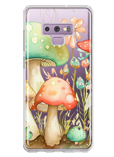 Samsung Galaxy Note 9 Fairytale Watercolor Mushrooms Pastel Spring Flowers Floral Hybrid Protective Phone Case Cover