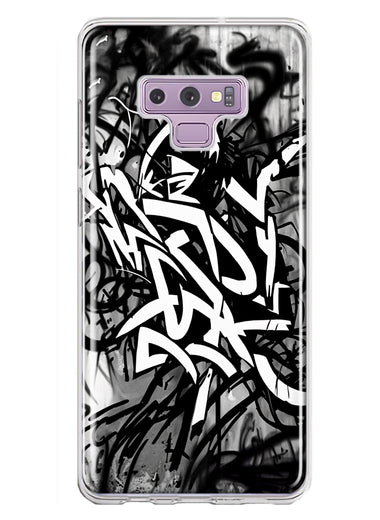 Samsung Galaxy Note 9 Black White Urban Graffiti Hybrid Protective Phone Case Cover