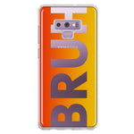 Samsung Galaxy Note 9 Orange Red Clear Funny Text Quote Bruh Hybrid Protective Phone Case Cover